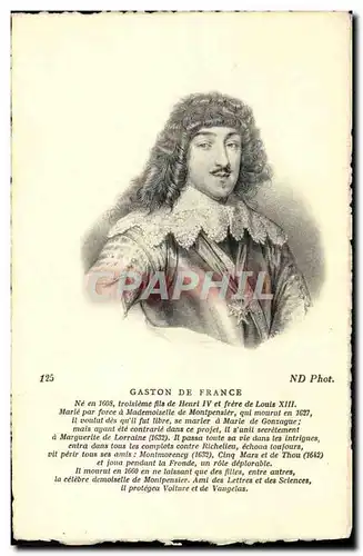 Cartes postales Gaston De France Fil s de Henri IV et frere de Louis XIII