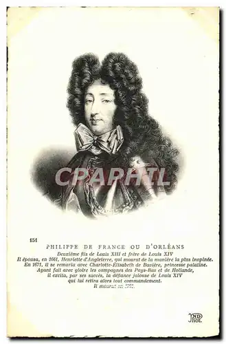 Cartes postales Philippe de France ou d&#39Orleans Fils de Louis XIII et frere de Louis XIV