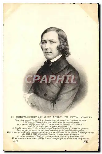 Cartes postales De Montalembert Charles Forbes de Tryon