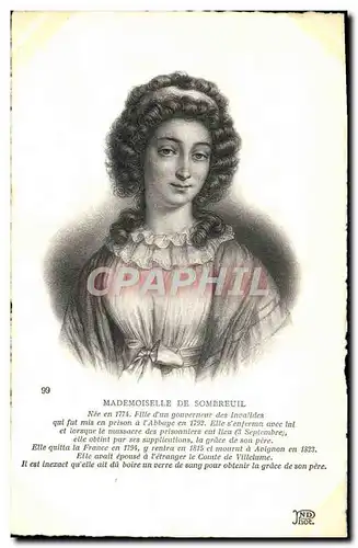 Cartes postales Mademoiselle de Sombreuil