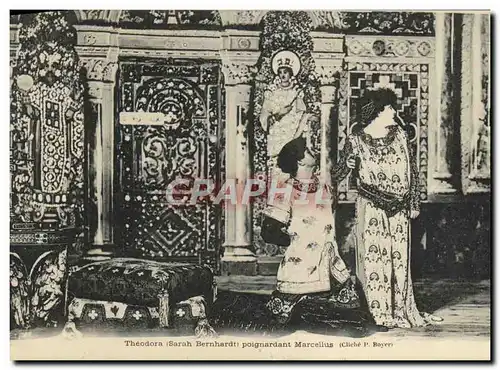 Cartes postales Theodore Sarah Bernhardt poignardant Marcellus