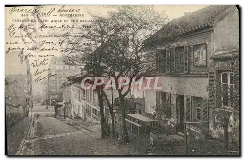 Cartes postales Paris Montmartre Cabaret du Lapin Agile et rue des Sauts