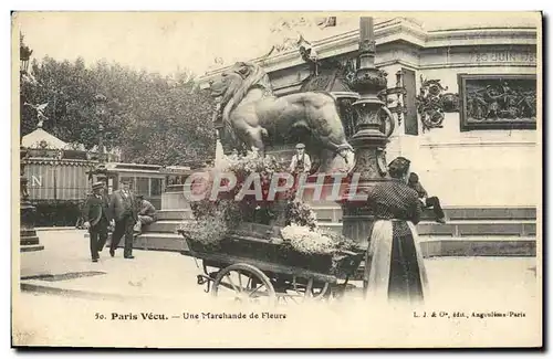 Cartes postales Paris Vecu Une marchande de fleurs Metiers Lion de Belfort TOP