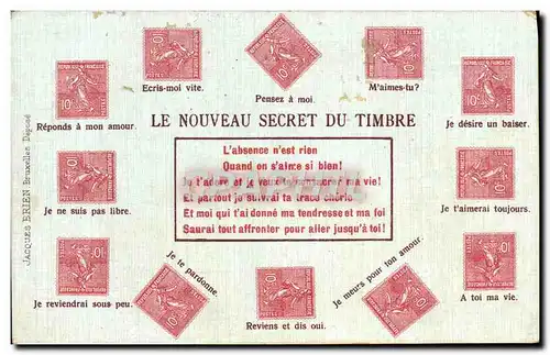 Cartes postales Fantaisie Semeuse Le nouveau secret du timbre