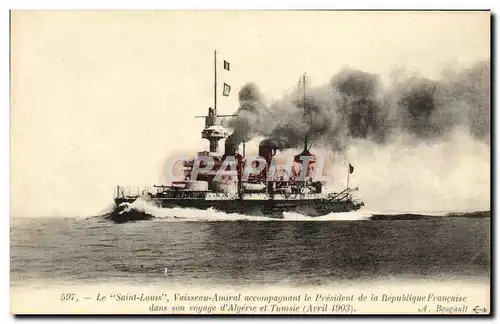 Ansichtskarte AK Bateau Guerre Le Saint Louis Vaisseau amiral accompagnant le President de la Republique Algerie