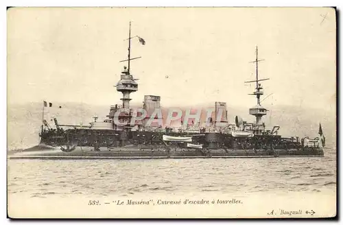 Cartes postales Bateau Massena Cuirasse d&#39escadre a tourelles