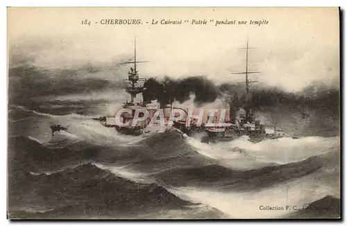 Cartes postales Bateau Cuirasse Patrie pendant une tempete