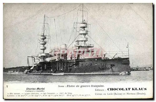 Cartes postales Bateau Charles Martel Cuirasse a tourelles