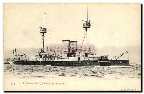 Cartes postales Bateau L'Indomptable Cuirasse garde cotes