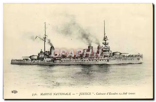 Cartes postales Bateau Justice Cuirasse d'escadre