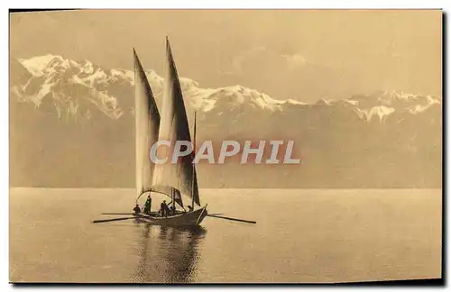 Cartes postales Bateau Barque Lac leman Suisse