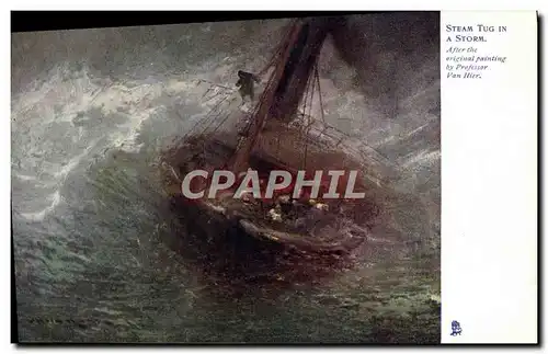 Cartes postales Bateau Steam Tug in a storm Professor Van Hier