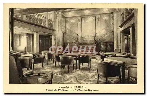 Cartes postales Bateau Paquebot Paris Fumoir de 1ere classe