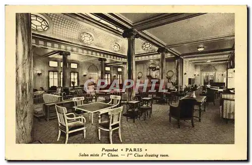 Cartes postales Bateau Paquebot Paris Salon mixte 1ere classe