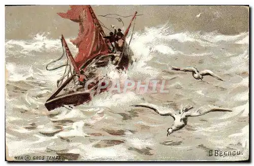 Cartes postales Bateau Canot de sauvetage Mouette Besnau