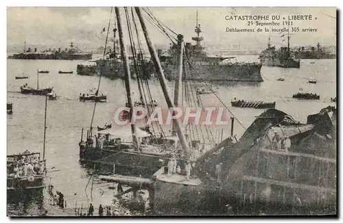 Cartes postales Bateau Catastrophe du Liberte 1911 Deblaiement de la tourelle