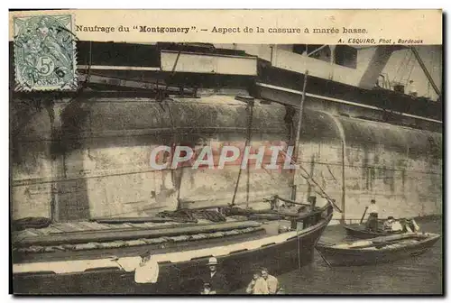 Cartes postales Bateau Naufrage du Montgomery Aspect de la cassure a maree basse