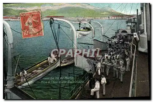 Cartes postales Bateau La vie du marin Mise a l&#39eau d&#39une baleiniere