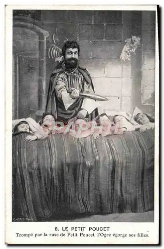 Ansichtskarte AK Le petit poucet Trompe par la ruse du petit poucet l'ogre egorge ses filles Conte