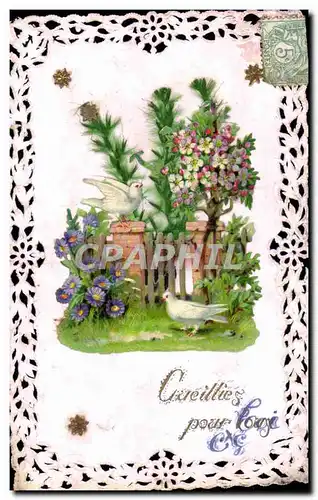 Cartes postales Fantaisie Fleurs Brodee Colombes