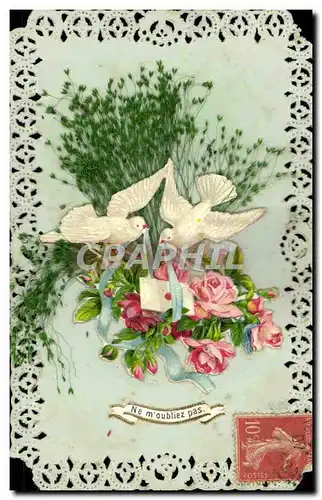 Cartes postales Fantaisie Fleurs Colombes