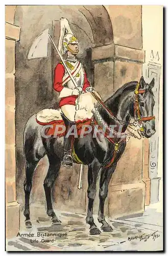 Cartes postales Armee anglaise Militaria Life Guard Cheval