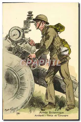 Cartes postales Armee britannique anglaise Militaria Artillerie Tenue de campagne