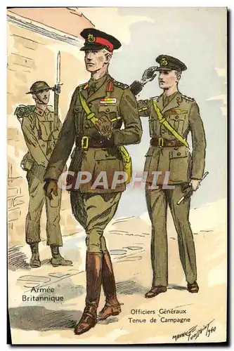 Cartes postales Armee britannique anglaise Militaria Officiers generaux Tenue de campagne