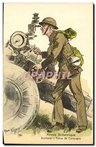 Cartes postales Armee britannique anglaise Militaria Artillerie Tenue de campagne
