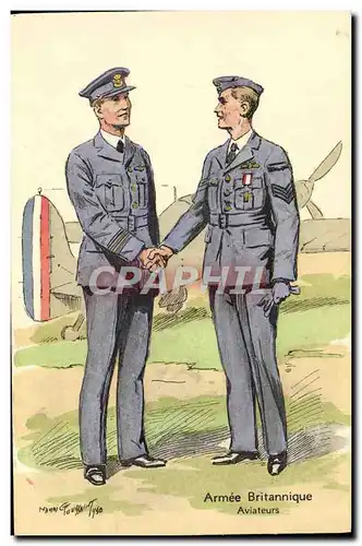 Cartes postales Armee britannique anglaise Militaria Aviateurs Aviation Avion