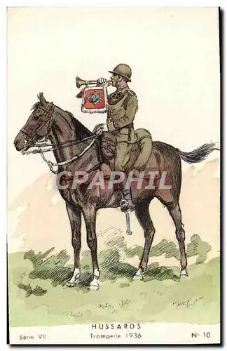 Cartes postales Hussards Tromperie 1936 Militaria