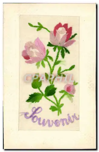 Cartes postales Fantaisie Fleurs Brodee