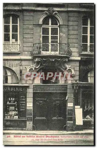 Cartes postales Paris Hotel ou habita Andre Duchesne historien mort en 1640 Rue St Andre des Arts