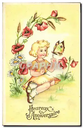 Cartes postales Fantaisie Enfant Papillon