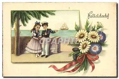 Cartes postales Fantaisie Marin Bateau Enfants