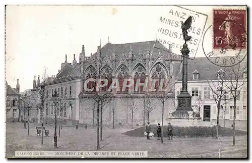 Cartes postales Valenciennes Monument de la Defense et place VErte