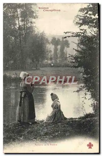 Ansichtskarte AK Folklore Scenes Champetres Au bord de la riviere Femmes