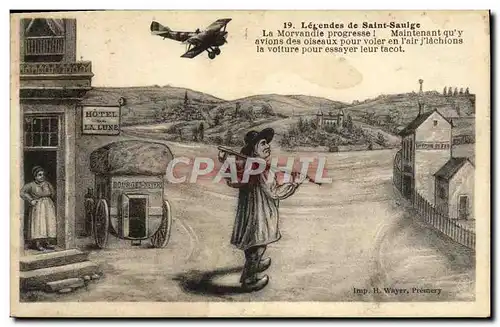 Cartes postales Folklore Legendes de st Saulge Avion