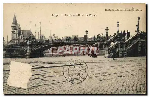 Cartes postales Liege La passerelle et la Poste
