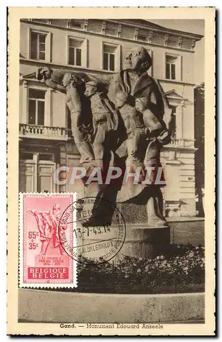 CARTE MAXIMUM Gand Monument Edouard Anseele 1949