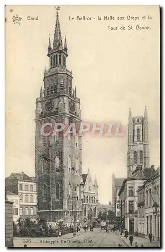 Cartes postales Le Beffroi la Haille aux Draps et la Tour de St Bavon Gand