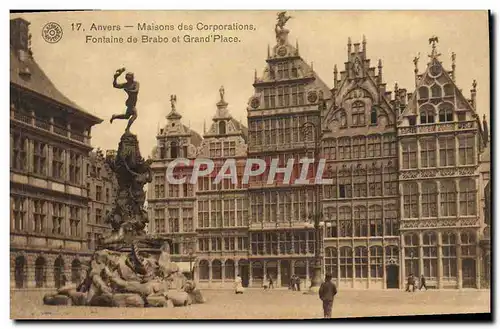 Cartes postales Anvers Maisons des Corporations Fontaine de Brabo et Grand Place