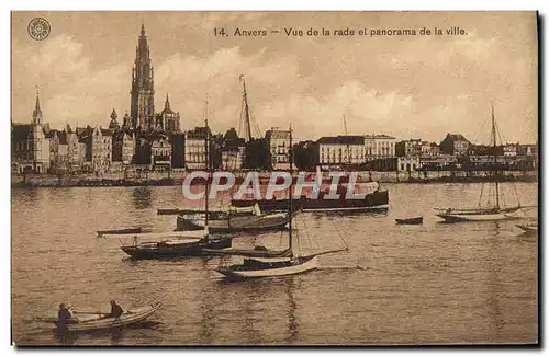 Ansichtskarte AK Anvers Vue de la rade et Panorama de la Ville Bateaux