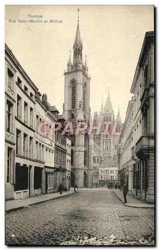 Cartes postales Tournai Rue Saint Martin et Beffroi