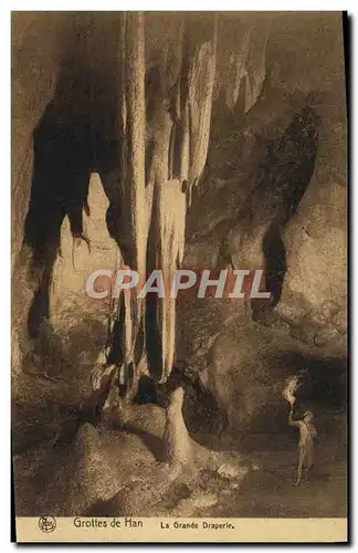 Cartes postales Grotte de Han La grande draperie