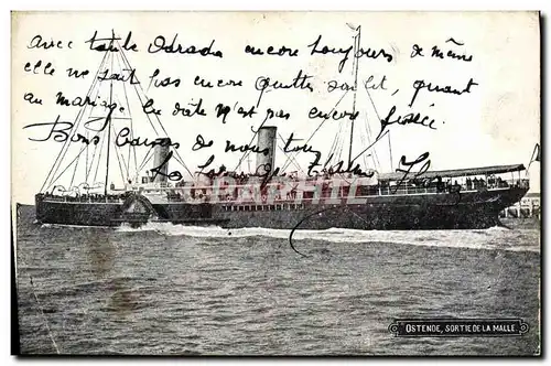 Cartes postales Ostende Sortie de la Malle Bateau