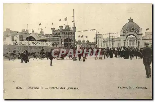 Cartes postales Ostende Entree des courses Hippisme Chevaux Palace