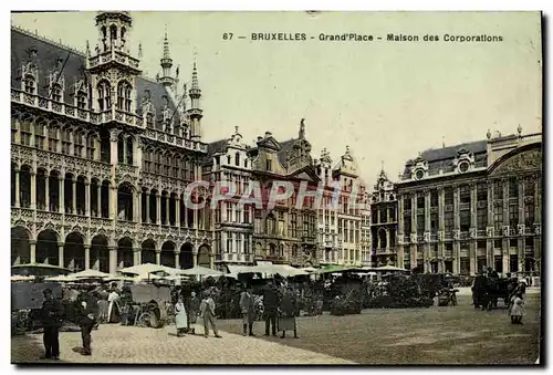 Cartes postales Bruxelles Grand place Maison des corporations Marche