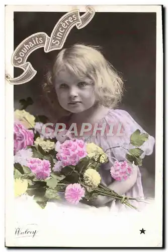 Ansichtskarte AK Fantaisie Enfant Fleurs