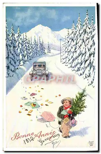 Cartes postales Fantaisie Bonne Annee Automobile